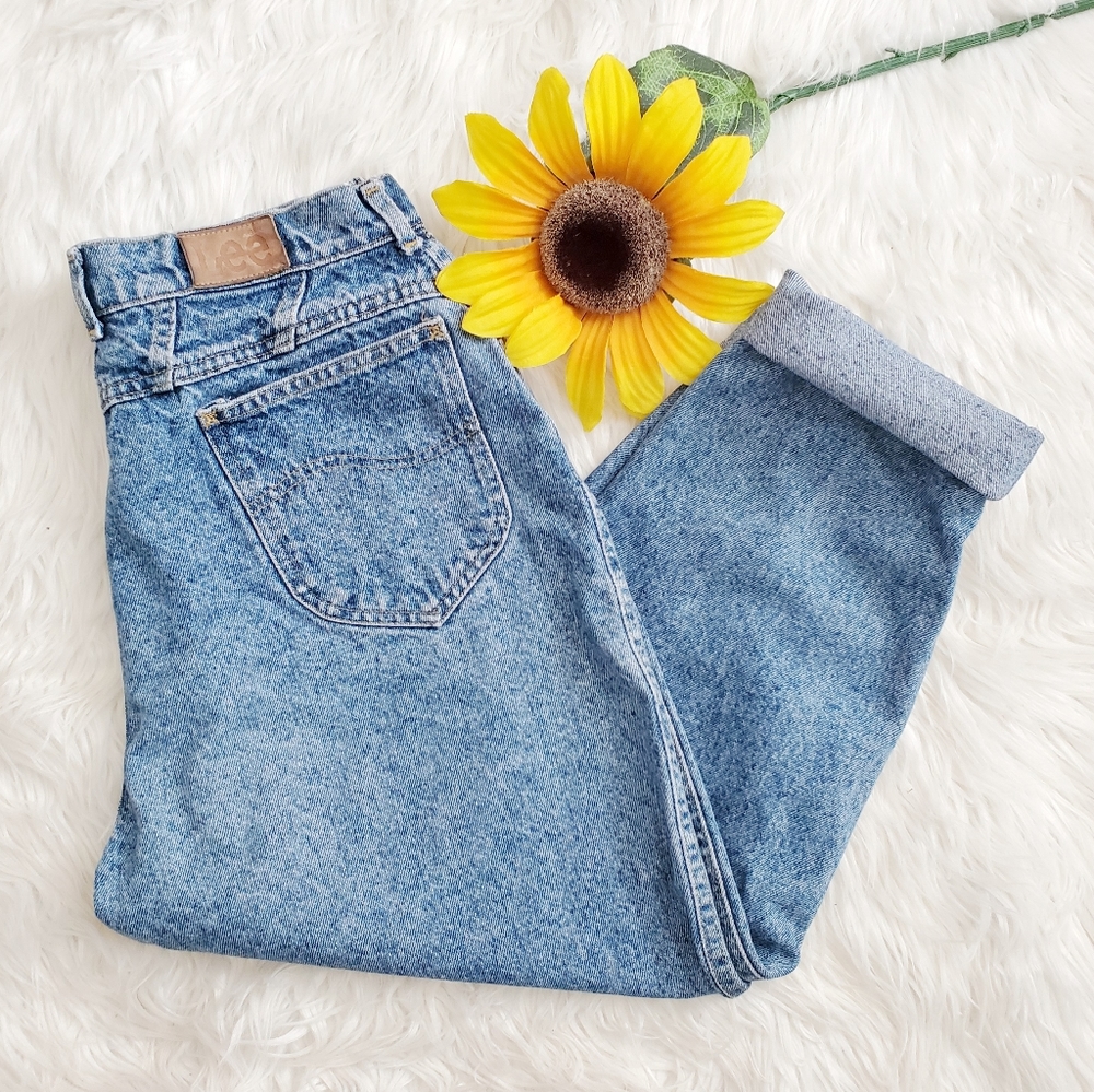 Vintage Lee Light Blue Acid Wash Mom Jeans
